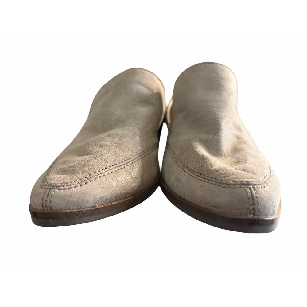 Lucky Brand Suede Mules Booties Womens 8.5 Taupe Slip On Western Boho Leather